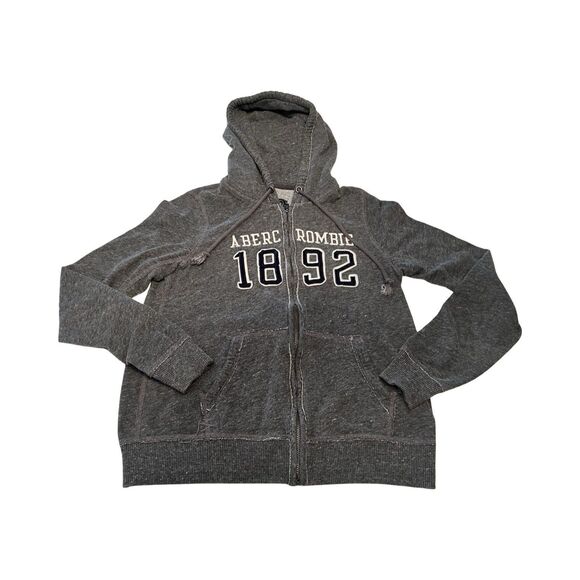 Abercrombie & Fitch Other - Abercrombie‎ & Fitch Mens Full Zip Hoodie Gray Varsity Logo 1892 Fleece Small